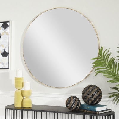 Miroir mural en bois doré avec cadre mince