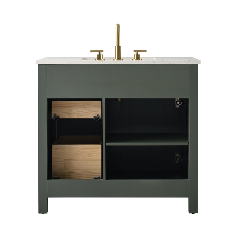 Trevor 36" W Single Vanity, Vintage Green/Brushed Gold