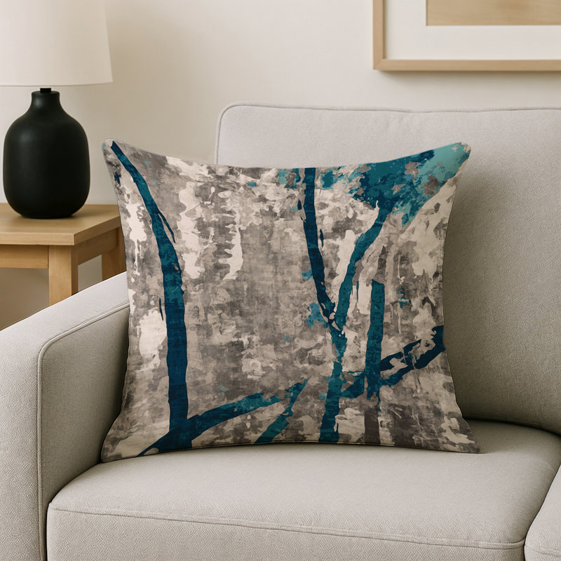 Coussin décoratif intérieur et extérieur Modern, Gris abstrait 13, Carré 20 po