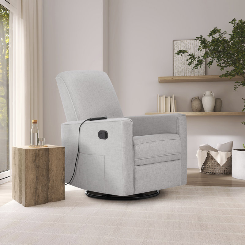 Evolur Raleigh Glider With Back Massager |Recliner| Rocker, Fog Gray