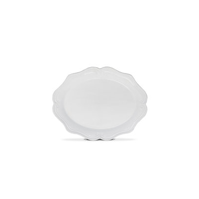 Assiette de service élégante en céramique crème, 12,0 x 12,6 x 16,1 pouces | 100% lavable au lave-vaisselle | Parfait pour les réceptions et les repas, design élégant pour toute occasion, durable et facile à nettoyer