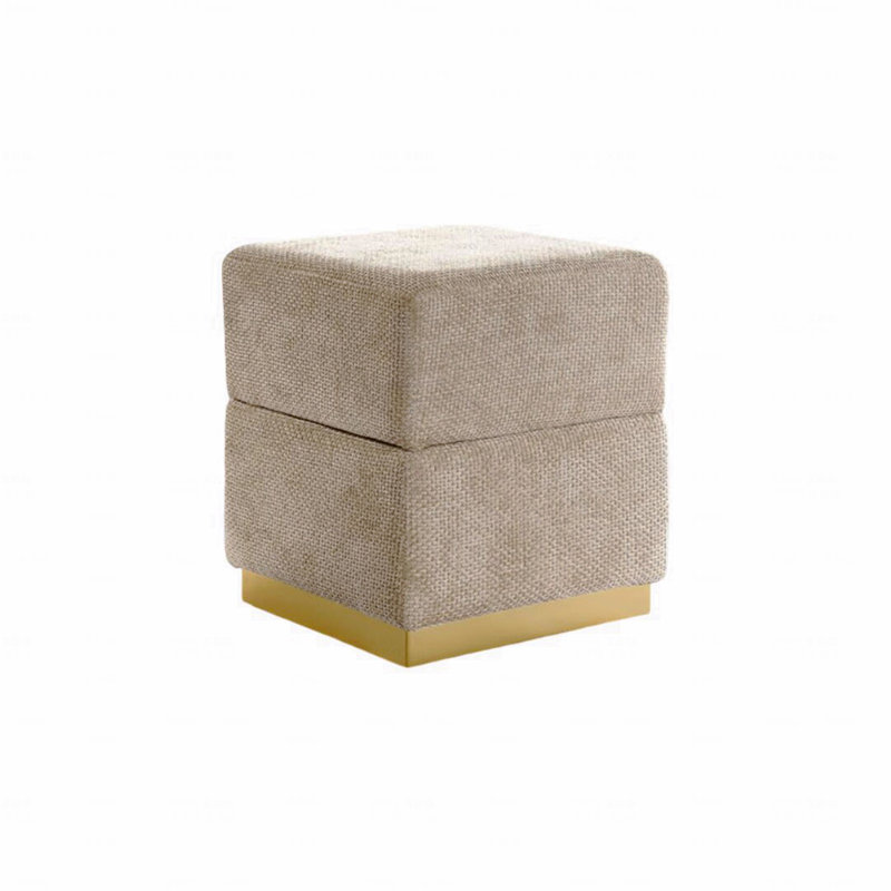 Tabouret décoratif - Compartiment de rangement décoratif de style contemporain avec base cubique en acier inoxydable et finition argentée