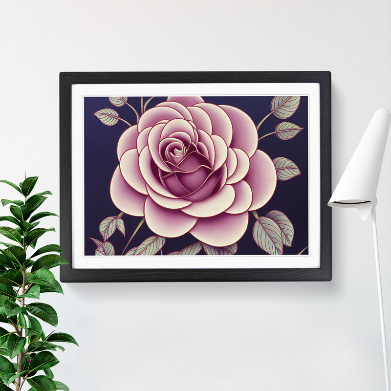 XH1022-7557X Rose Flower Deco Vol.2 - Single Picture Frame Painting, Black , 46cm H x 64cm W x 2cm D