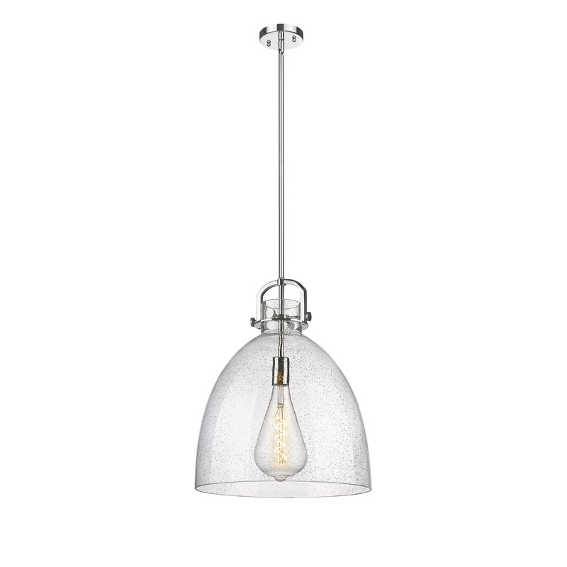 Luminaire suspendu 1 lumière Badillo, Grainé, H 19,63 po x l 16 po x P 16 po, Nickel poli