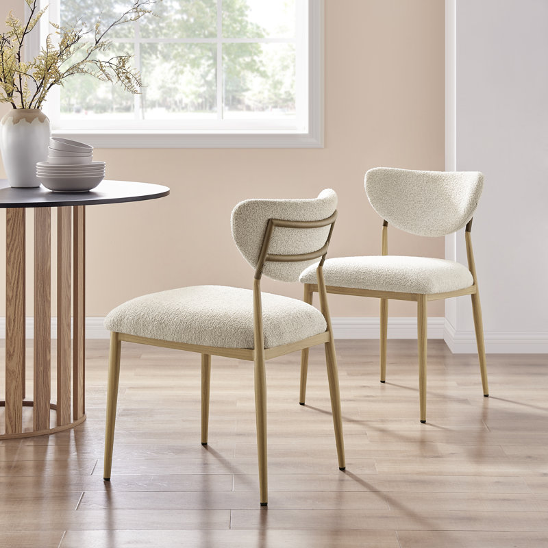 Hughey Dining Side Chair , Natural, Beige Fabric