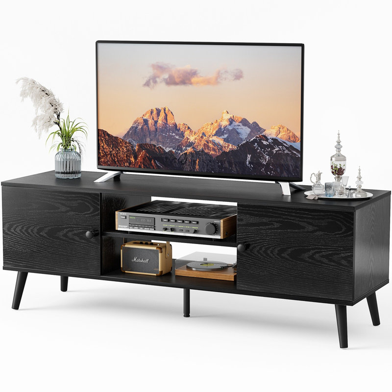 Meuble télé avec armoires de rangement, Noir