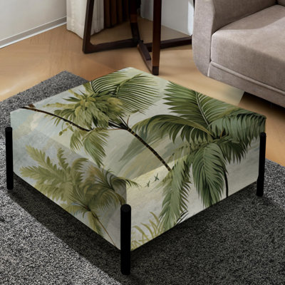 Motif tropical Palm Impression - Grand repose-pieds carré tropical