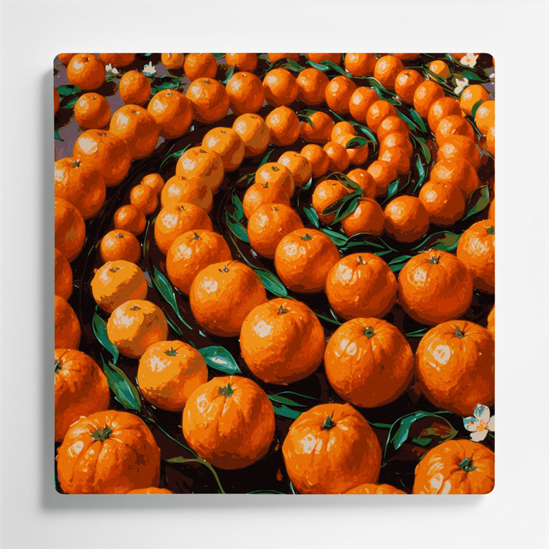 Art mural en métal fruits orange, H 32 po x l 32 po