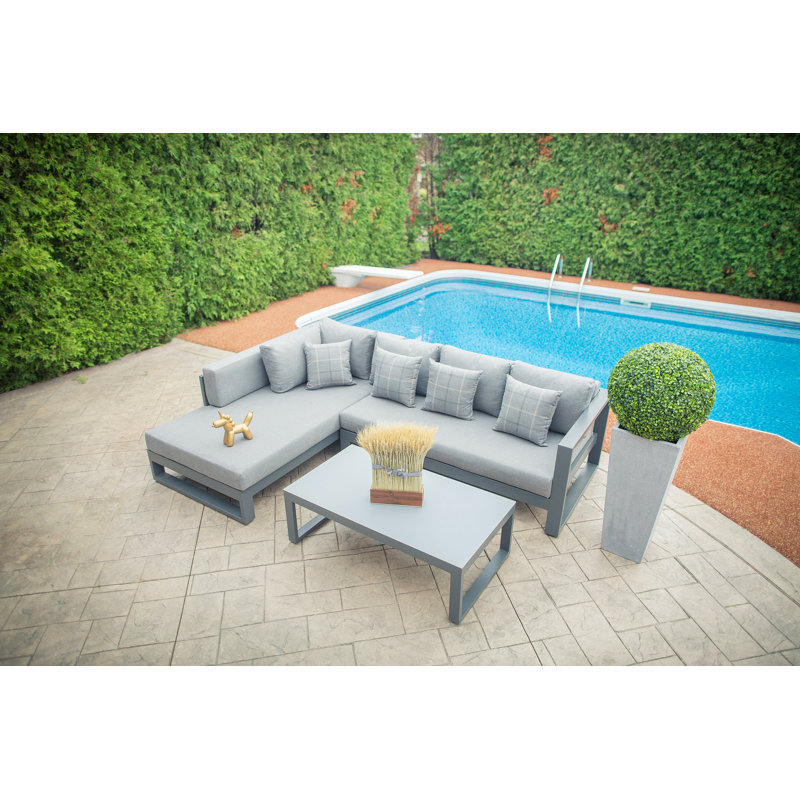 Ensemble de conversation modulaire 3 pièces avec coussins Aftab