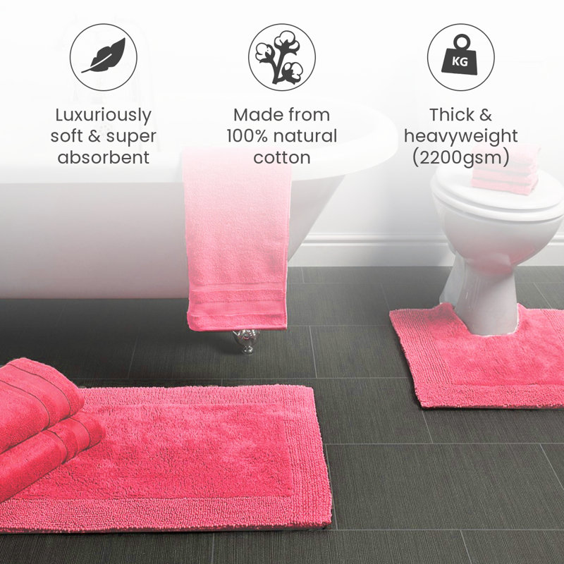 Ruthann Cotton Reversible Bath Mat, Cerise