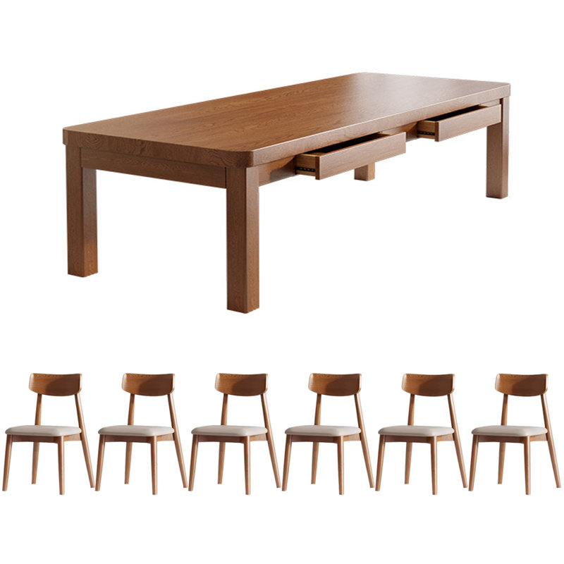 6 - Person Solid Wood Top Four Leg Dining Set, 29.52" H x 78.74" L x 31.49" W