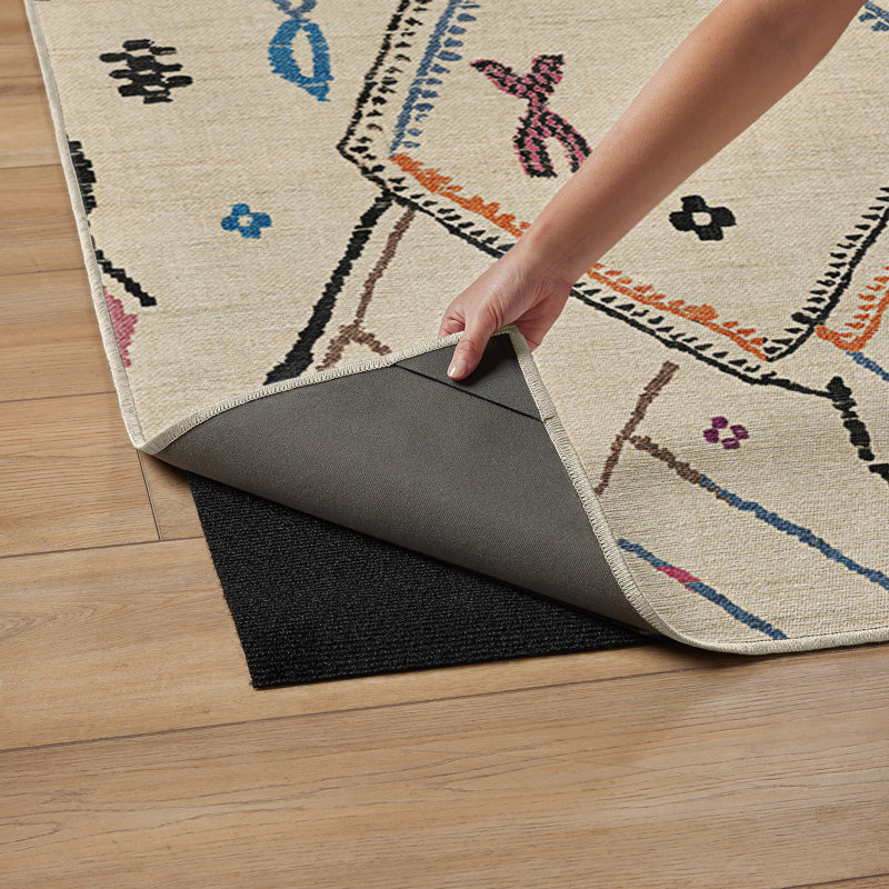 Système de tapis et de coussins lavables multicolores 2 pièces Pamir Ivory, Rectangle 8 pi x 10 pi