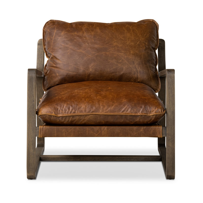 Ace Chair, Surrey Olive, Raleigh Chestnut Top Grain Leather, Lamont Natural