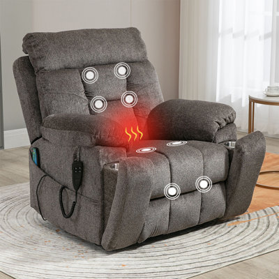 Big And Tall Dual Motors Chenille Power Lift Recliner Chair For Elderly With Massage And Heat -  Inbox Zero, 54A69262D7754EE995D6389FE3C40604