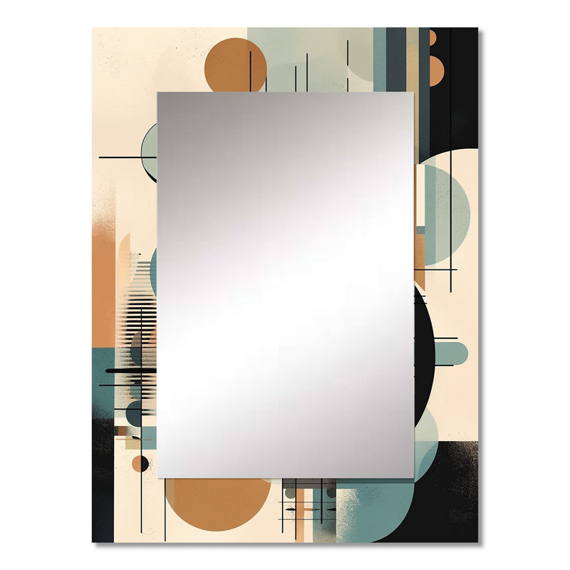 Blue And Black Geometric Shadows III - Minimalism Wall Mirror, Blue Decorative Mirror, Printed Metal Art, 32" x 24"
