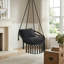 Chaise hamac pivotante en macramé résistante aux intempéries avec 2 coussins amovibles pour patio-1195276103