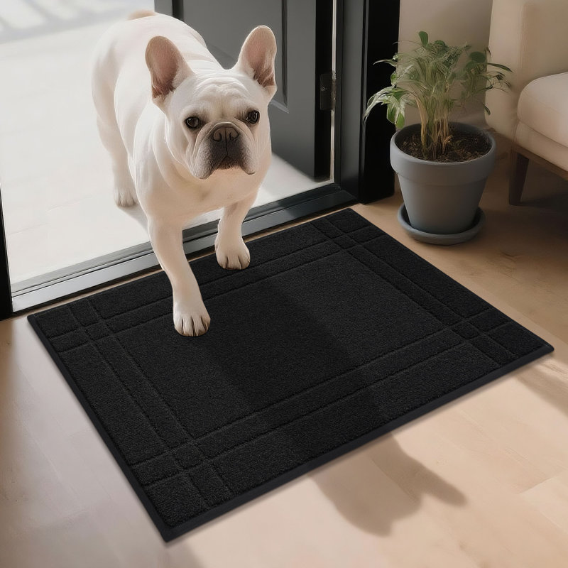 Non-Slip Geometric Indoor Doormat, 50.8cm W x 81.3cm L, Black