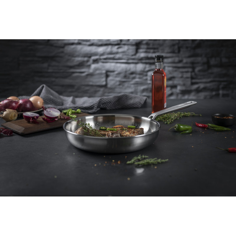 Kuhn Rikon Culinary Fiveply Stainless Steel Uncoated Induction Safe Frying Pan, 24 cm