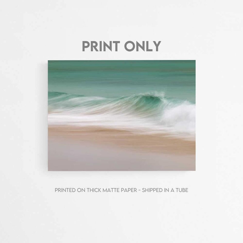 Wave Wall Art Print: Coastal Design - Wood Frame Options, H 42 po x l 56 po, Reproduction encadrée avec passe-partout, Black