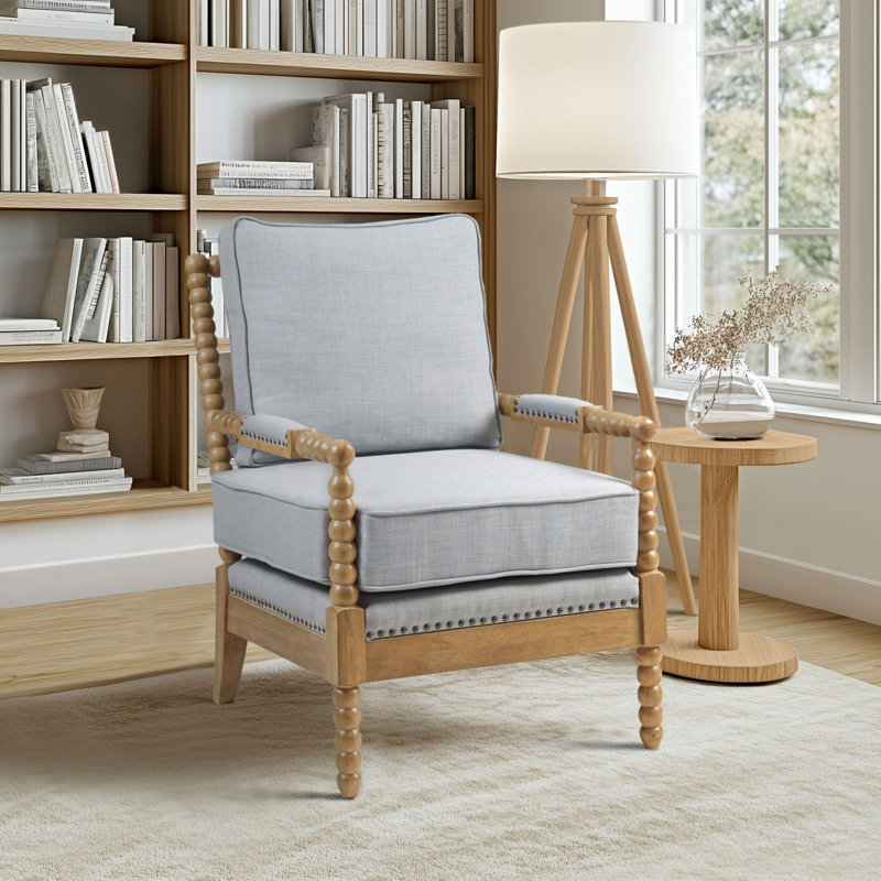Fauteuil Donohue, Polyester bleu clair, Naturel