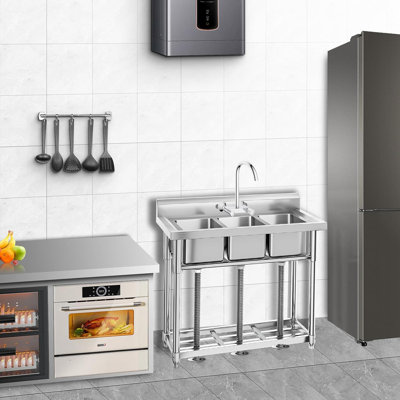 Commercial Single-Bowl Kitchen Sink with Workstation