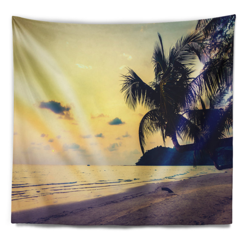 Tapisserie sapin de coco seascape silhouette, H 32 po x l 39 po