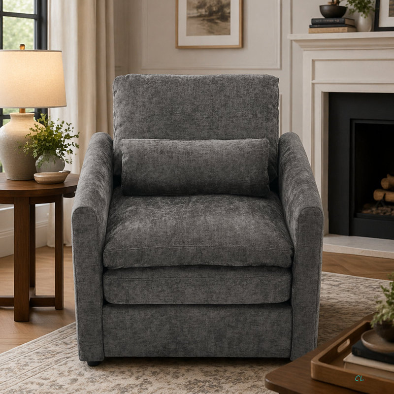 Fauteuil rembourré 31,9 "surdimensionné et confortable, Gris