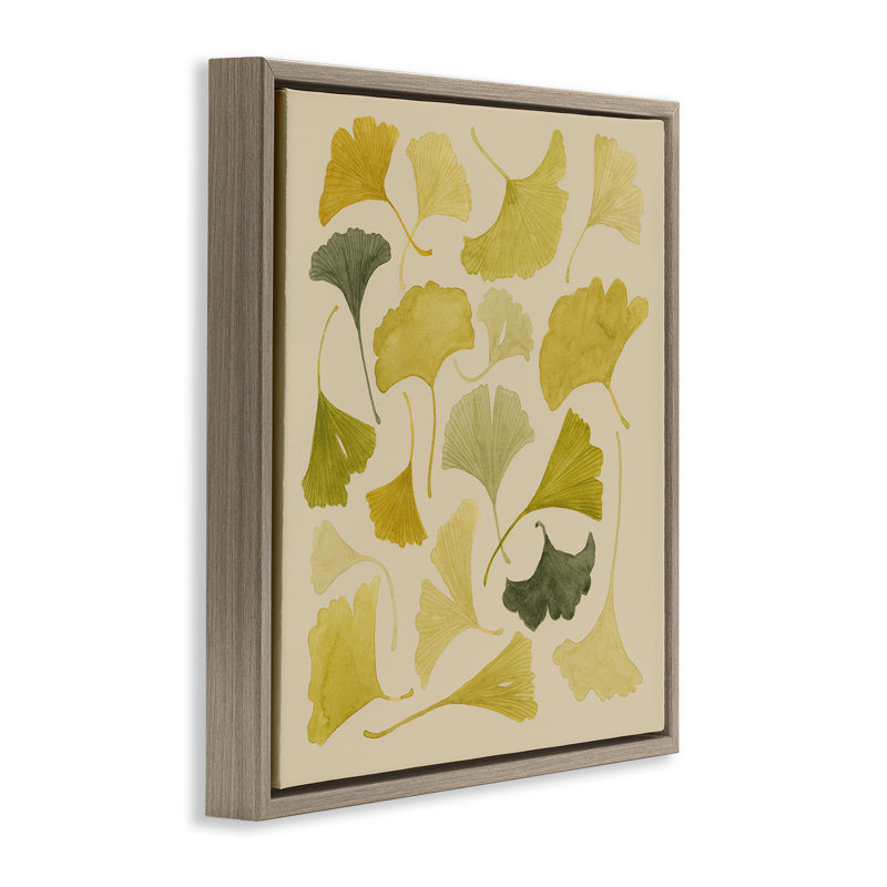 «Ginkgo Leaves», art mural encadré sur toile flottante, design par Grace Popp, H 25 po x l 25 po