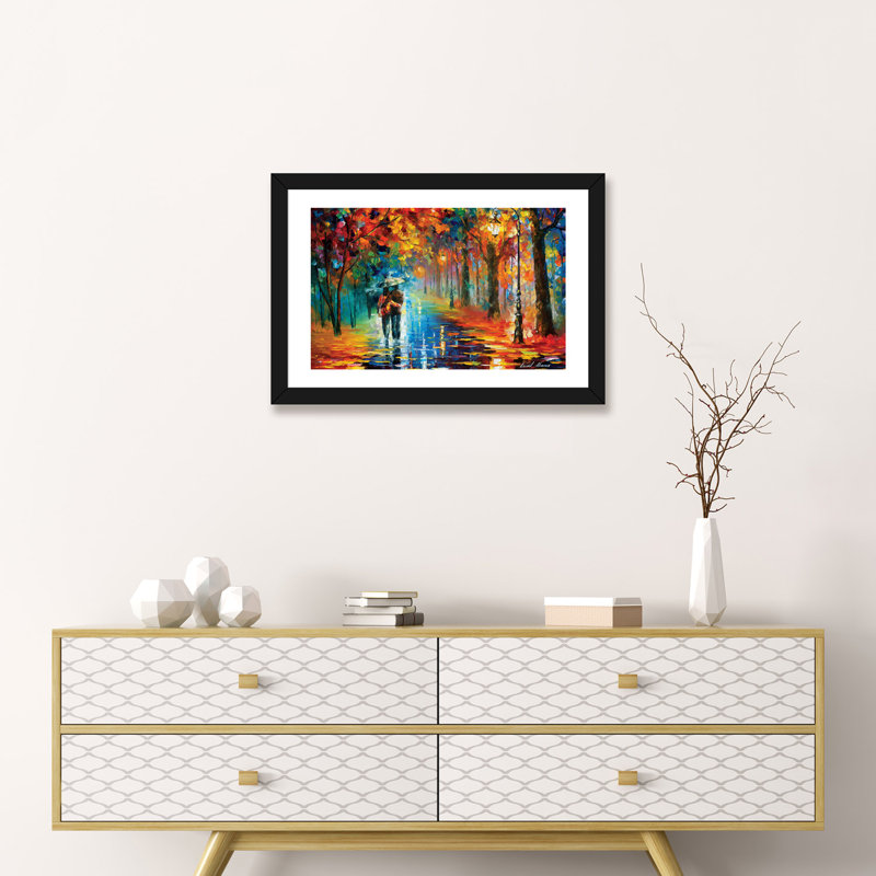 «Autumn Hug» par Leonid Afremov, reproduction d'art sur toile tendue, H 40 po x l 60 po, Toile encadrée, Noir