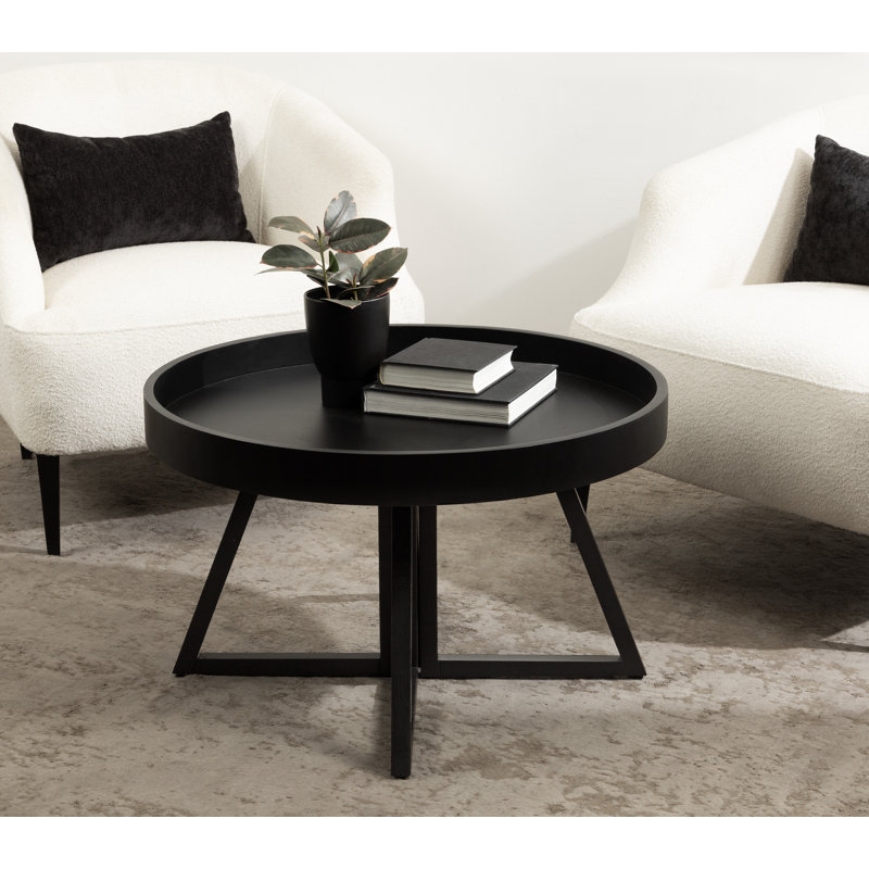 Table basse ronde en bois Dawndee de 30 po de diamètre, Noir