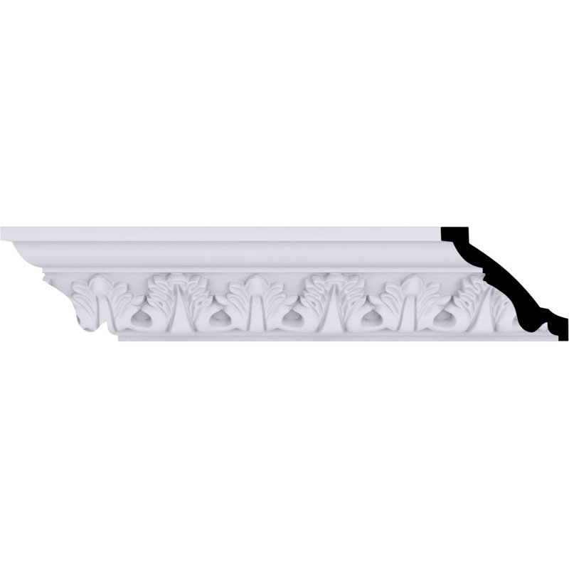 Moulure couronnée à feuilles d'acanthe Endurathane Legacy, H 3 1/8 po x P 3 1/2 po x F 4 3/4 po x L 94 1/2 po, apprêtée en usine
