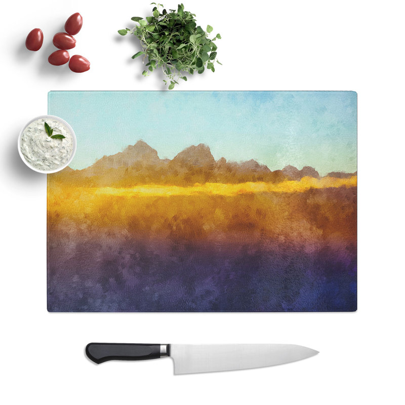 Tempered Glass Mountains Painting Chopping Board, 28.5 cm x 39 cm