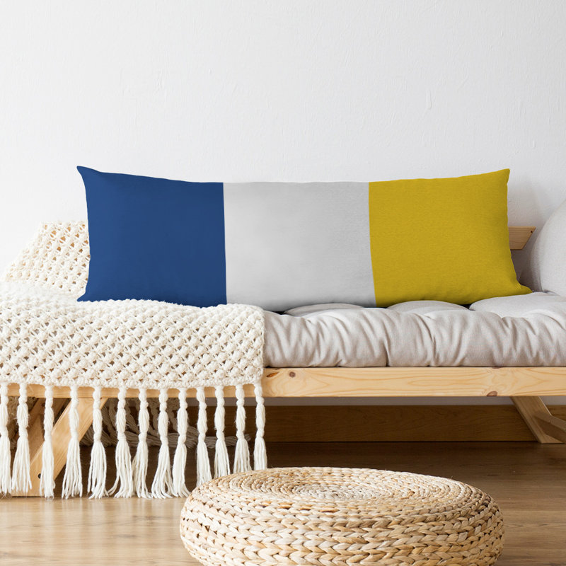 Oreiller de corps en polyester / polyester Arizona Football Stripes, Bleu foncé / Jaune, Football d'Achille