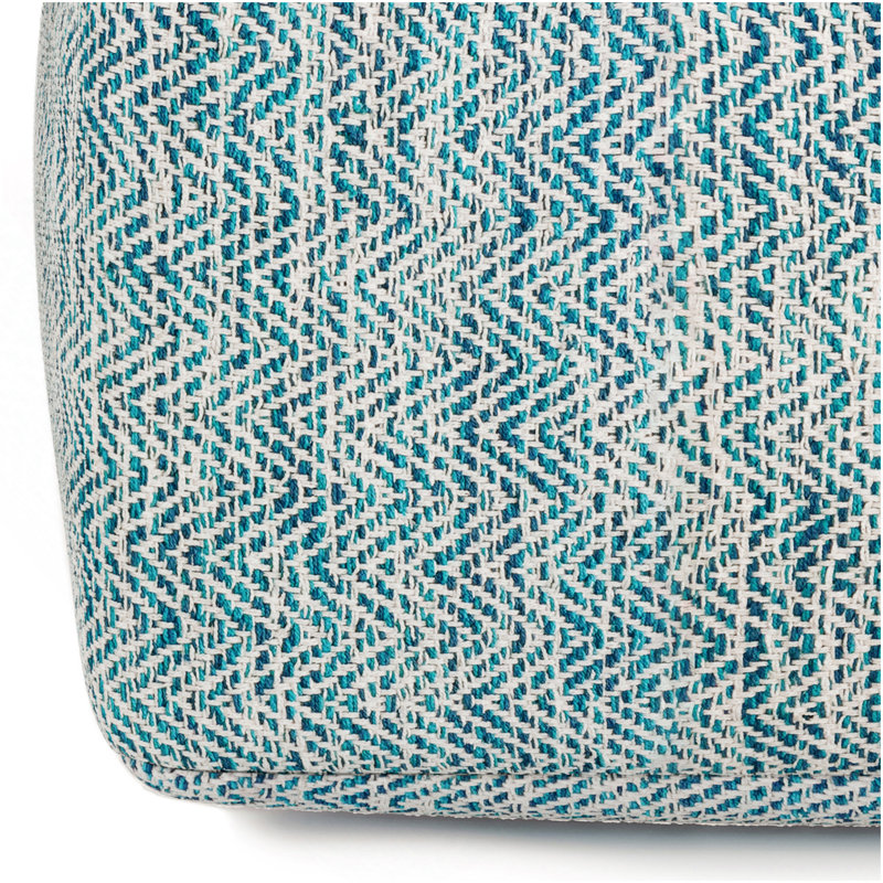 Nate - Pouf carré - Mélange bleu sarcelle à motifs, Tissu bleu clair
