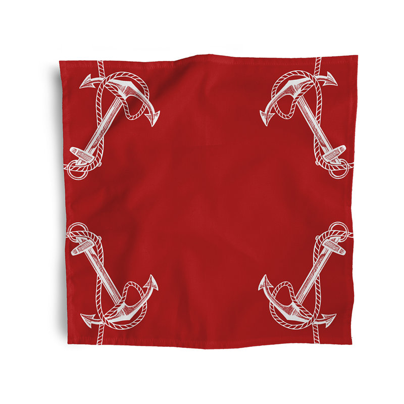 Hancock Polyester Geometric Square Napkin, Red