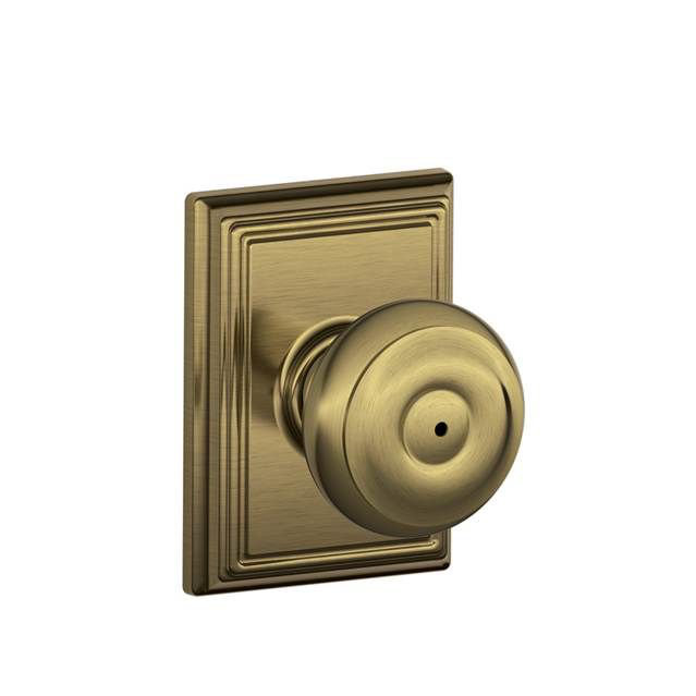 Georgian Privacy Knob with Addison Trim, Antique Brass