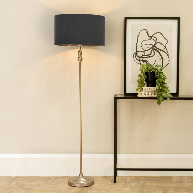 Saylorsburg 151cm Traditional Floor Lamp, Yes, Charcoal, Brush Chrome