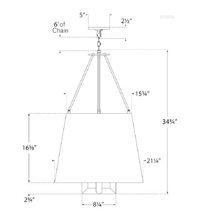 J. Randall Powers Dalston Hanging Shade, Bronze, Fabric