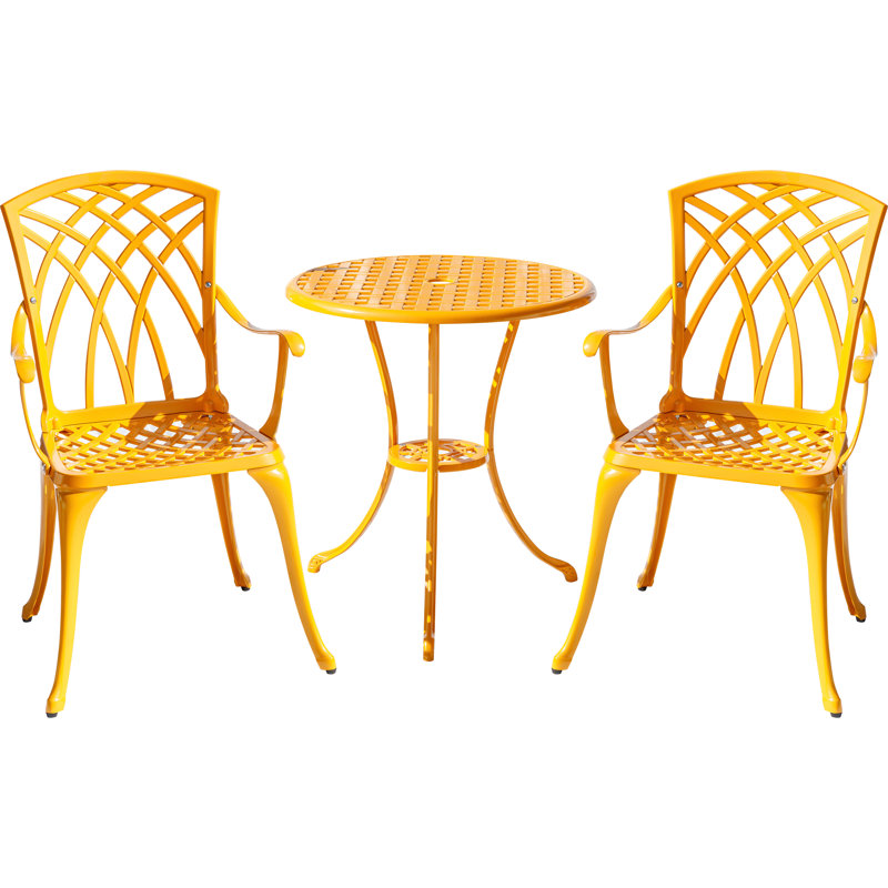 A Touch of Class- Cast Aluminium Bistro Set for Your Space, Yellow