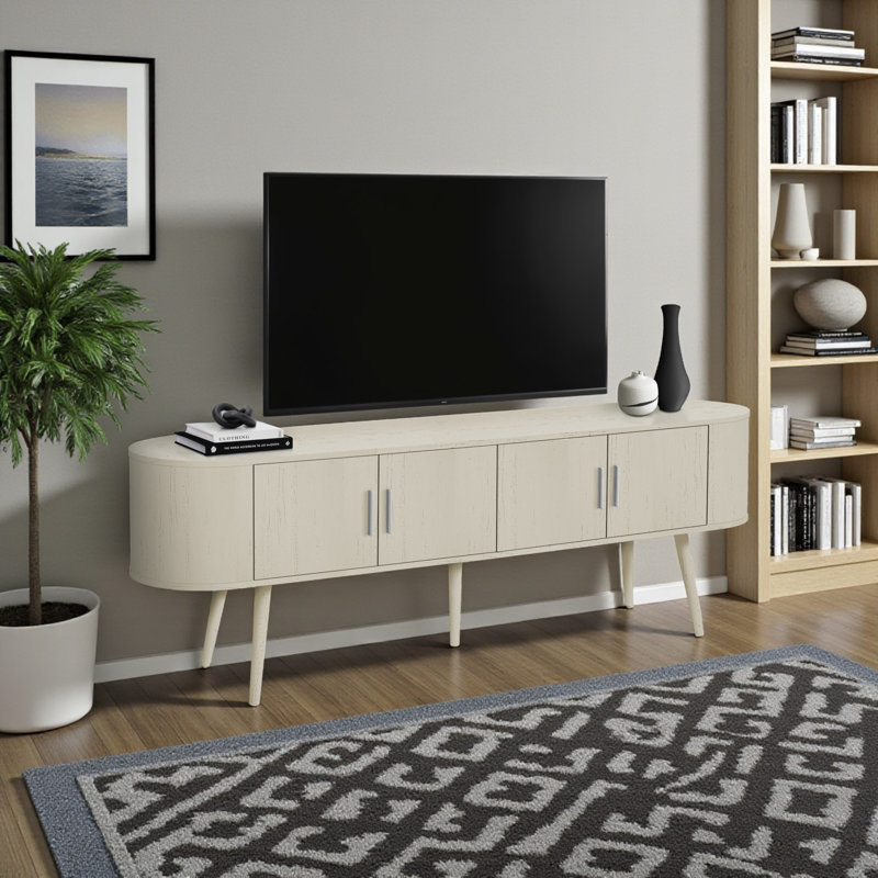 Meuble télé 72 po Maruba avec finition en stratifié blanc antique, l 70,72 po x P 15,28 po x H 23,81 po