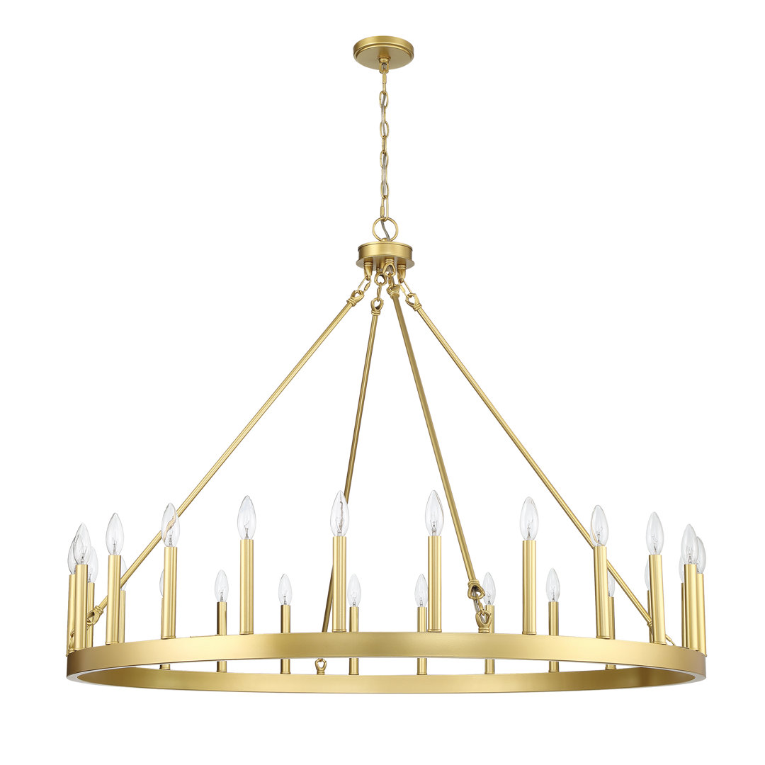 Adriana 24 - Light Living Room Steel Dimmable Candle Style Wagon Wheel Chandelier UL Certified Birch Lane™ 