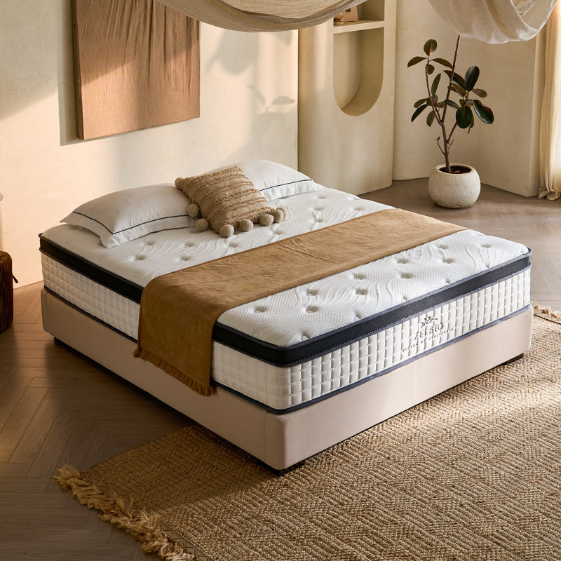 Grand matelas hybride en mousse viscoélastique gélifiée 14 pouces avec support de ressorts ensachés, 14", Grand lit