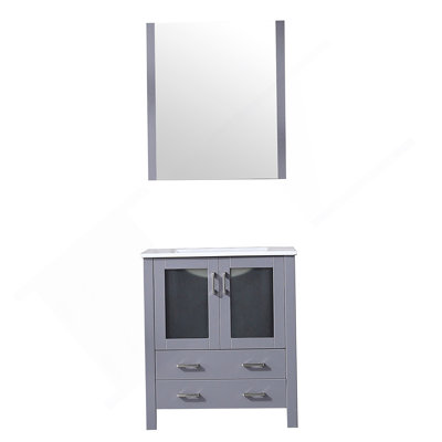 Meuble-lavabo de salle de bain 18,25 po D, plateau en céramique et 22 po Miroir
