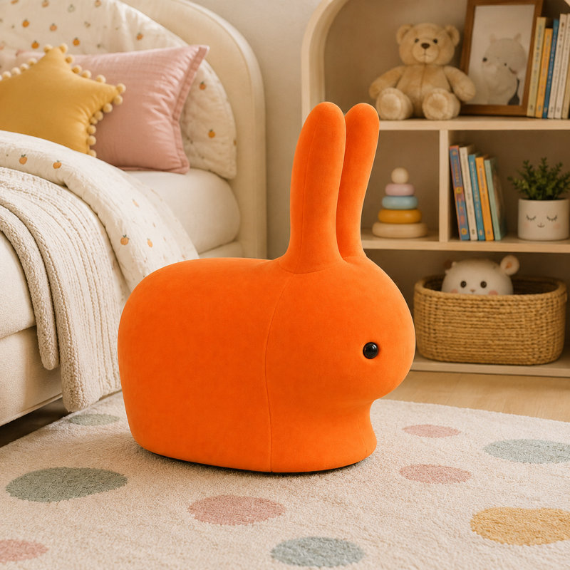 Bunny-Shaped Accent Stool with Optional 360° Swivel Casters