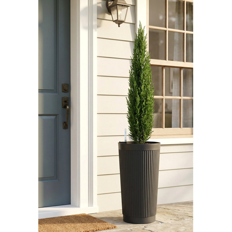 Tall Self-Watering Planters for Outdoor Plants, 24 Inch Round Planter Pots with Drainage Holes for Indoor Outdoor Garden & Patio