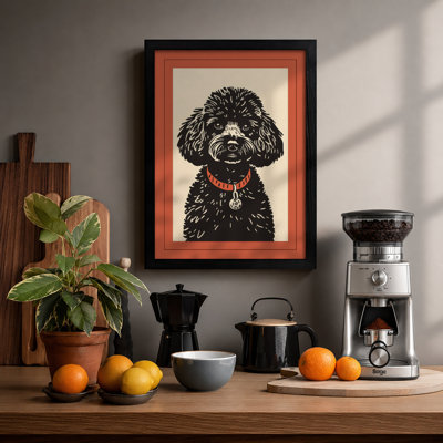 Groomed Poodle Retro - Framed Print