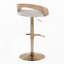 Tabouret de bar pivotant réglable en métal doré, bois blanchi et tissu d'avoine avec repose-pieds arrondi en forme de T, lot de 3-65468281-65468282