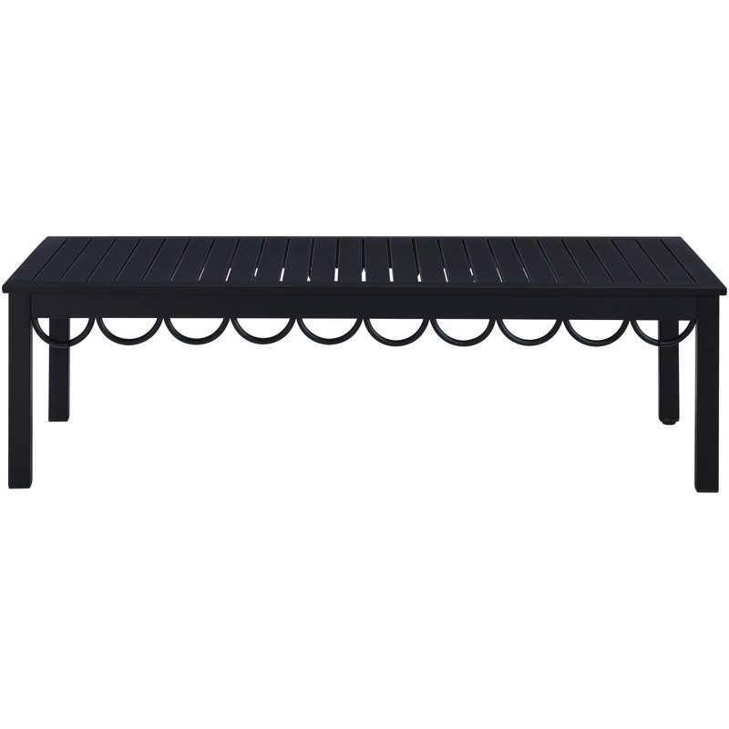Portofino Aluminum Outdoor Patio Coffee Table, Black
