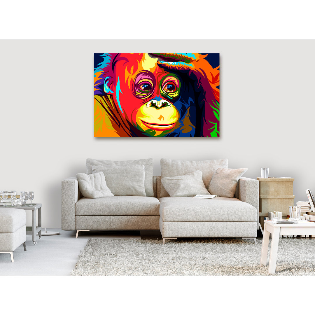 Leinwandbild - Colourful Orangutan (1 Part) Wide