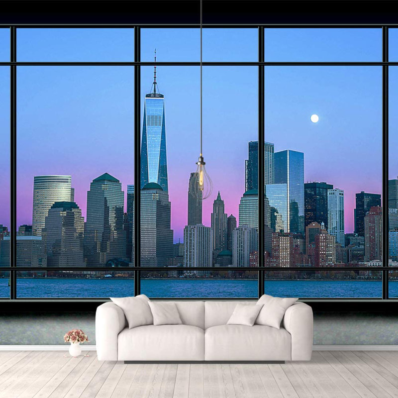 Grid City View Peel & Stick Border, 100" L x 144" W